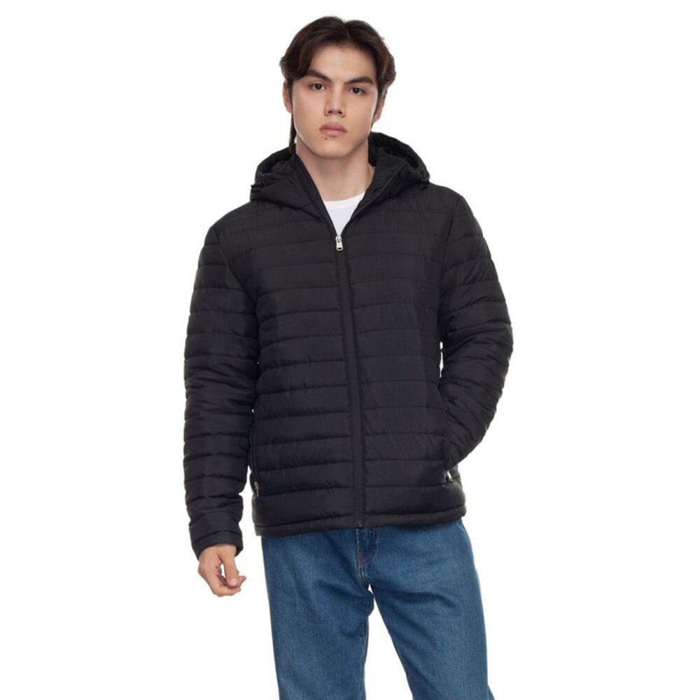 Rokka&Rolla Men's Midweight Puffer Jacket Hooded Coat-Black size Large